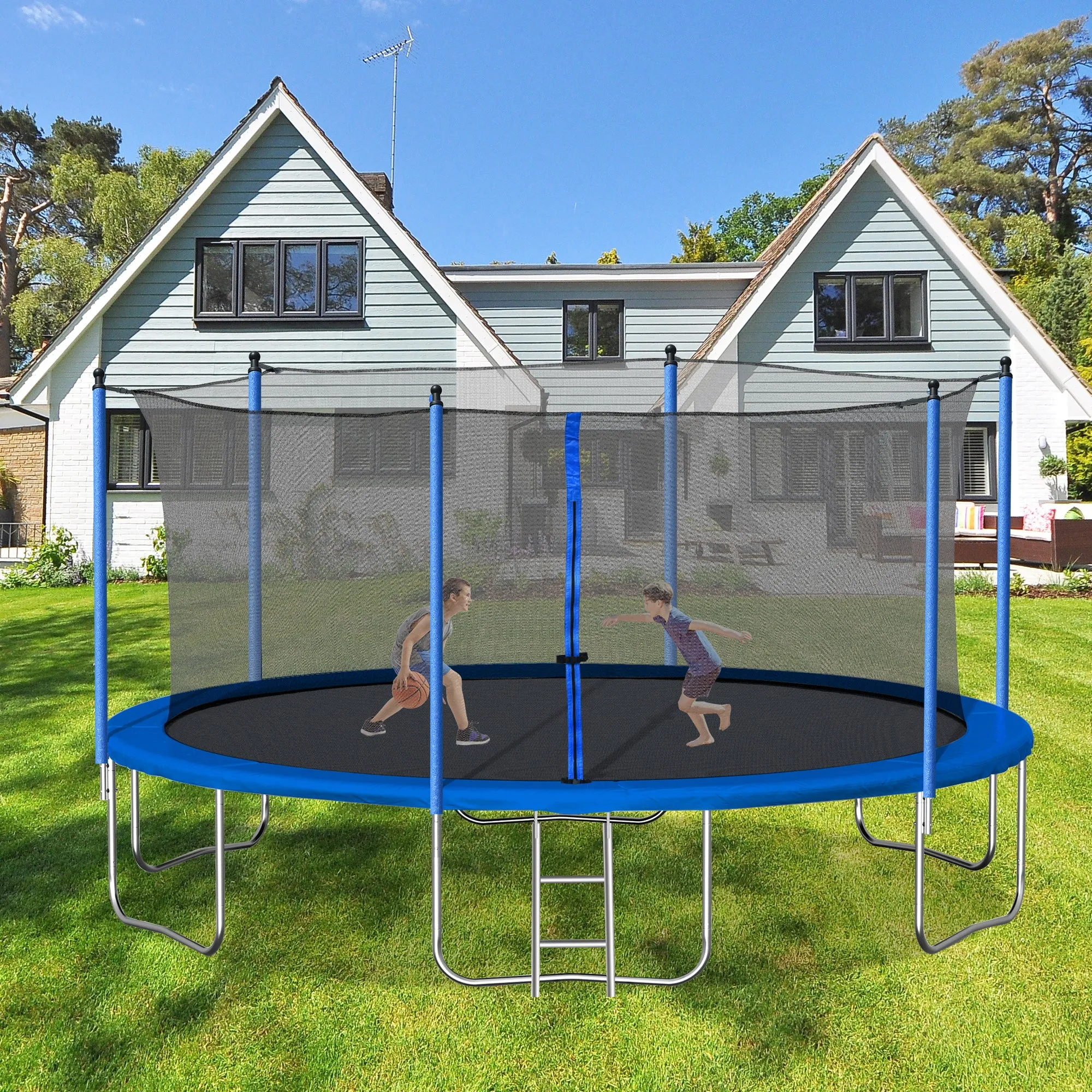 14FT  Trampoline with Safety Enclosure Net,Heavy Duty Jumping Mat and Spring Cover Padding for Kids and Adults,  Ladder