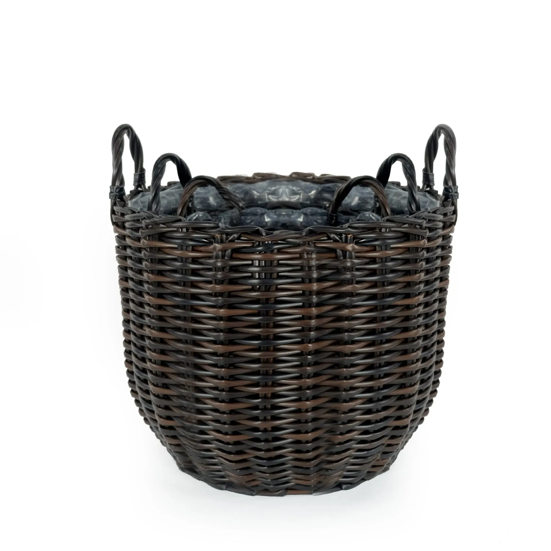 3-Pack Wicker Multi-purposes Basket with Handle - Planter Basket - Espresso