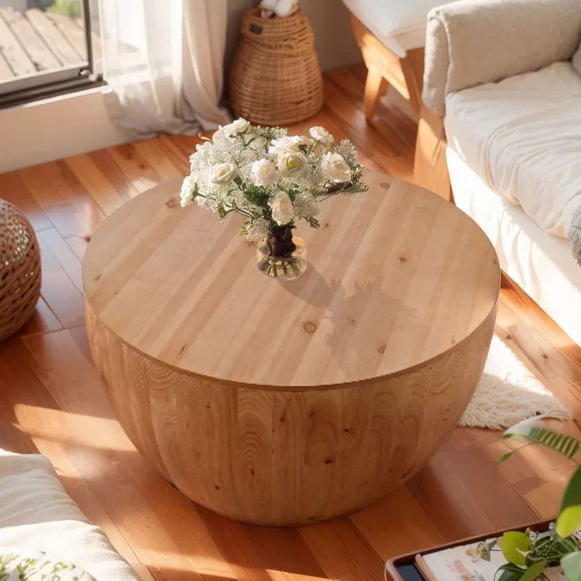 31.50"Vintage Style Bucket Shaped Coffee Table for Office, Dining Room and Living Room(Same SKU:W75770648)