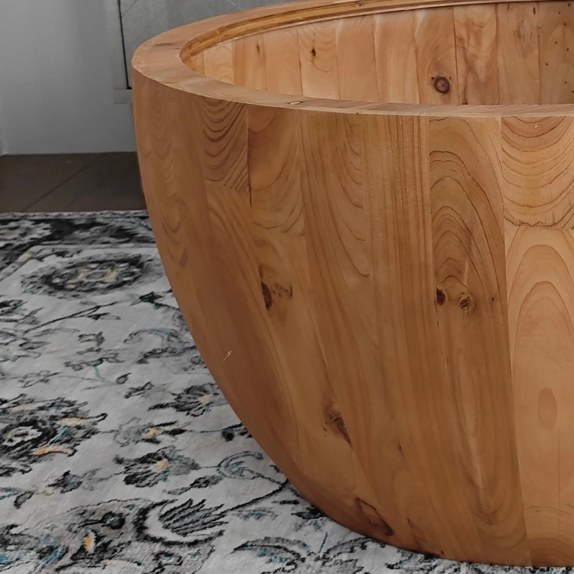 31.50"Vintage Style Bucket Shaped Coffee Table for Office, Dining Room and Living Room(Same SKU:W75770648)