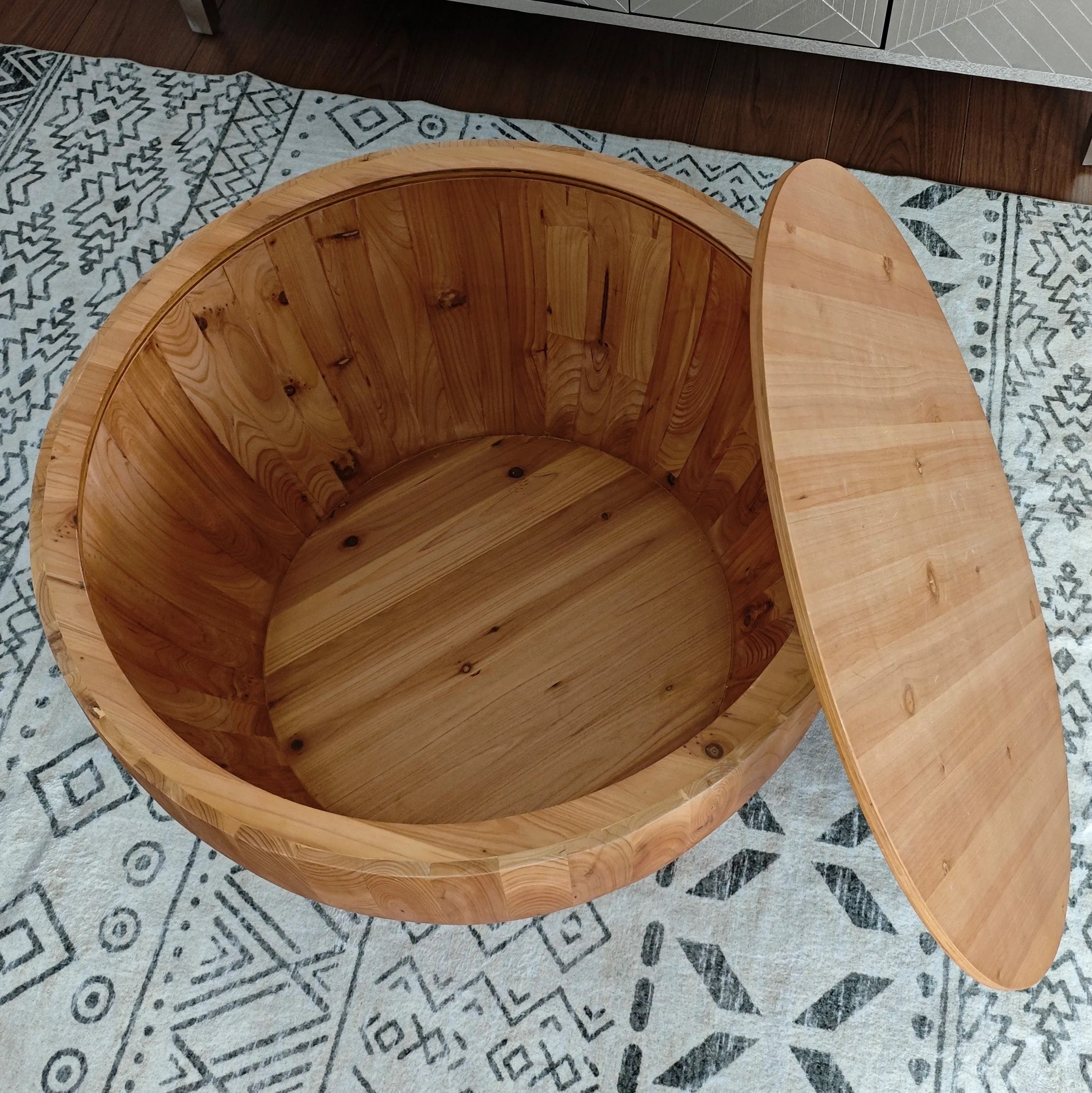 31.50"Vintage Style Bucket Shaped Coffee Table for Office, Dining Room and Living Room(Same SKU:W75770648)