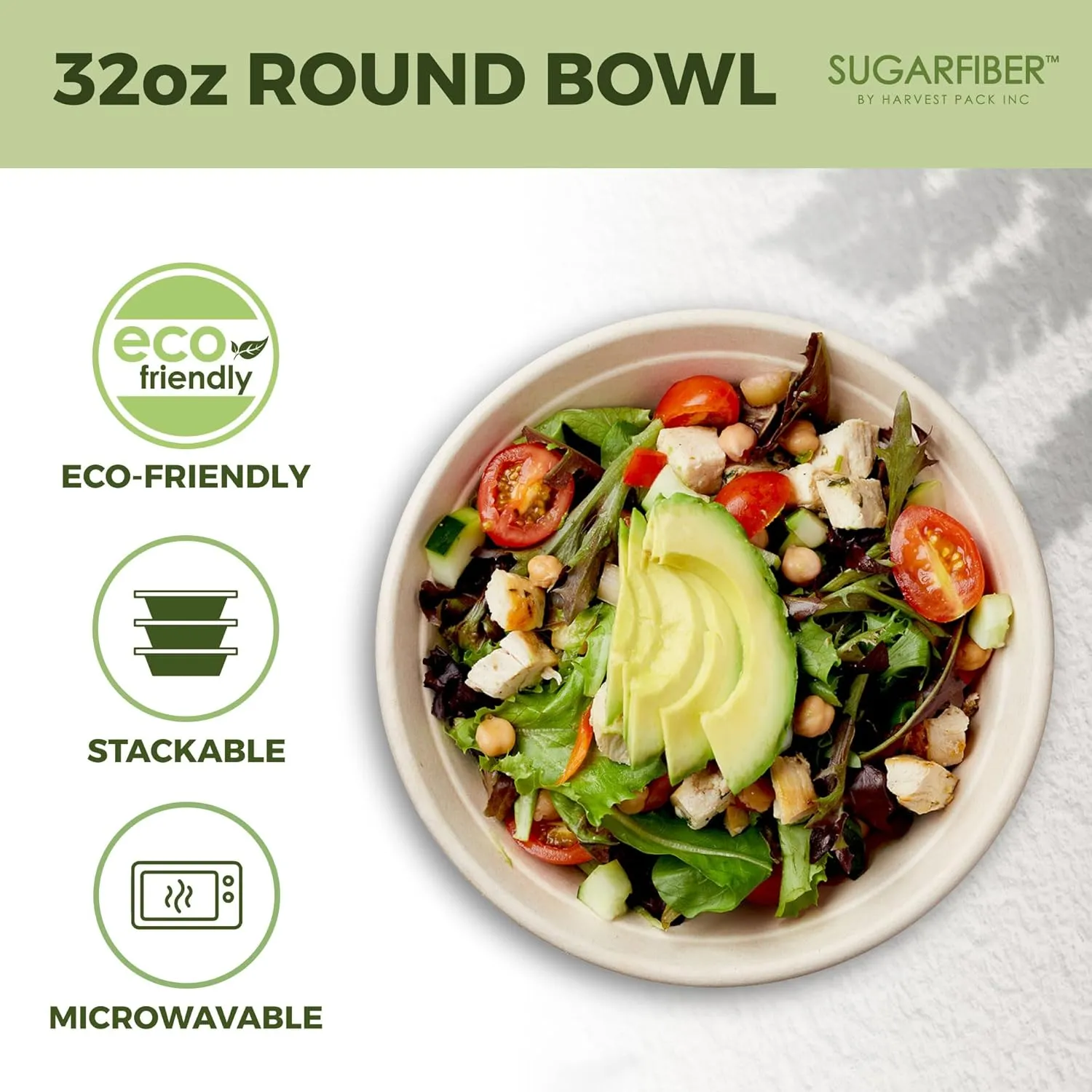 32 Oz Round Paper Bowls - Compostable Heavy-Duty Eco-Friendly Disposable Bagasse Bowls Sugarcane Natural Plant Fibers 500 Counts