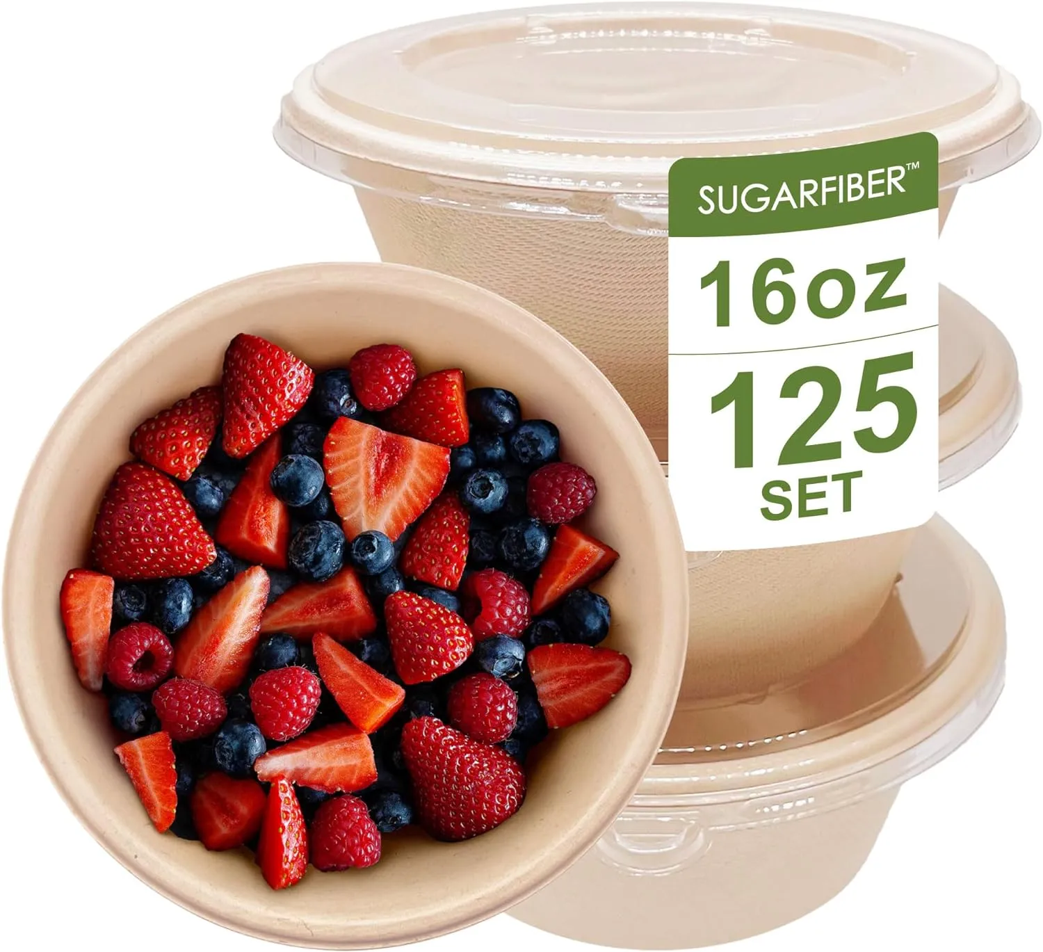 32 Oz Round Paper Bowls - Compostable Heavy-Duty Eco-Friendly Disposable Bagasse Bowls Sugarcane Natural Plant Fibers 500 Counts