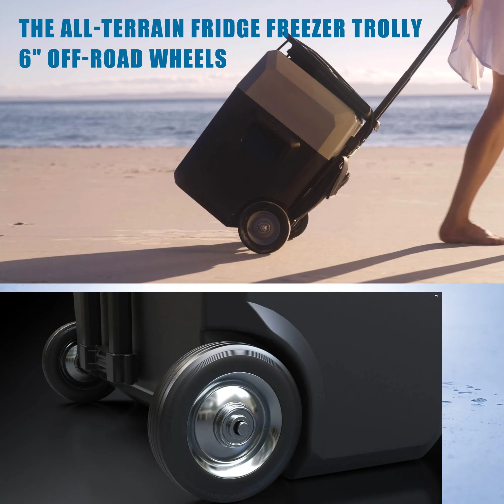 32Qt Car Freezer Portable Refrigerator Freezer with APP Control and 6'' off-road wheels, 12V,45W Cooler Freezer,Low Noice