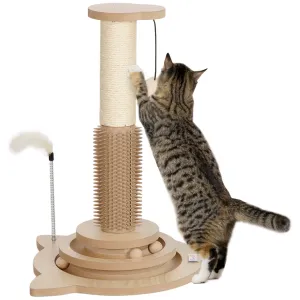 49cm Cat Scratching Post with Interactive Track Ball Toy for Indoor