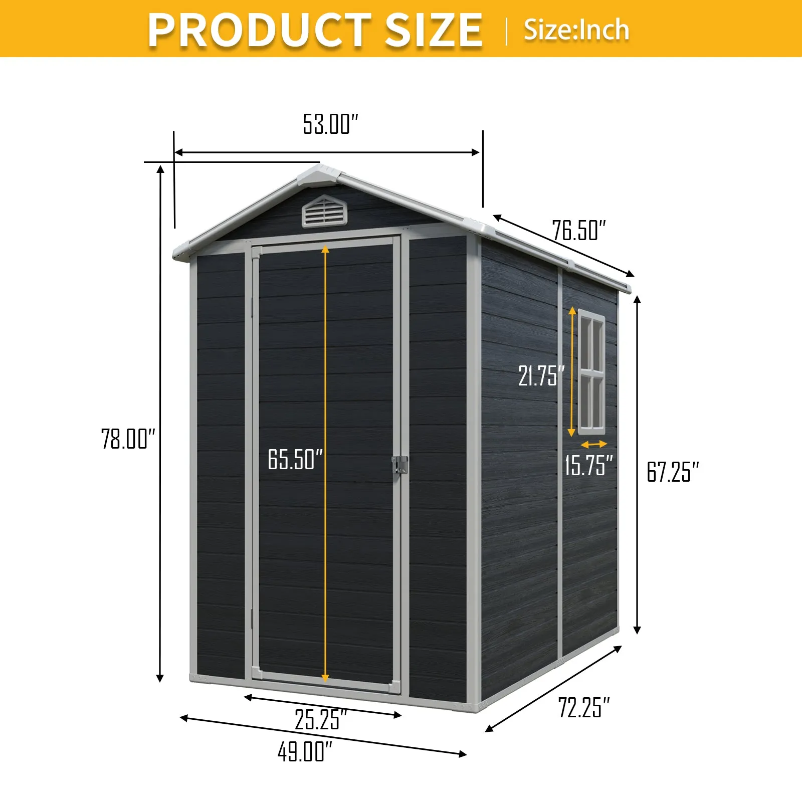 4x6ft Resin Outdoor Storage Shed Kit-Perfect to Store Patio Furniture,Black