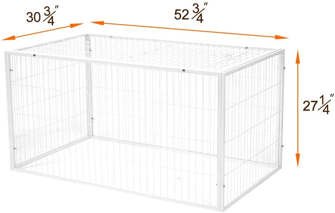 53" x 31" Chicken Run Cage Rabbit Playpen Dog Run Duck House Pet Pen, White