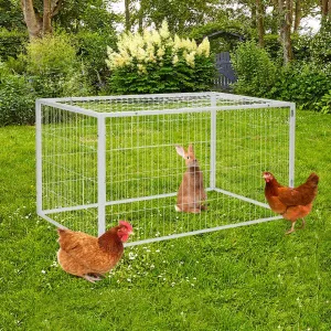 53" x 31" Chicken Run Cage Rabbit Playpen Dog Run Duck House Pet Pen, White