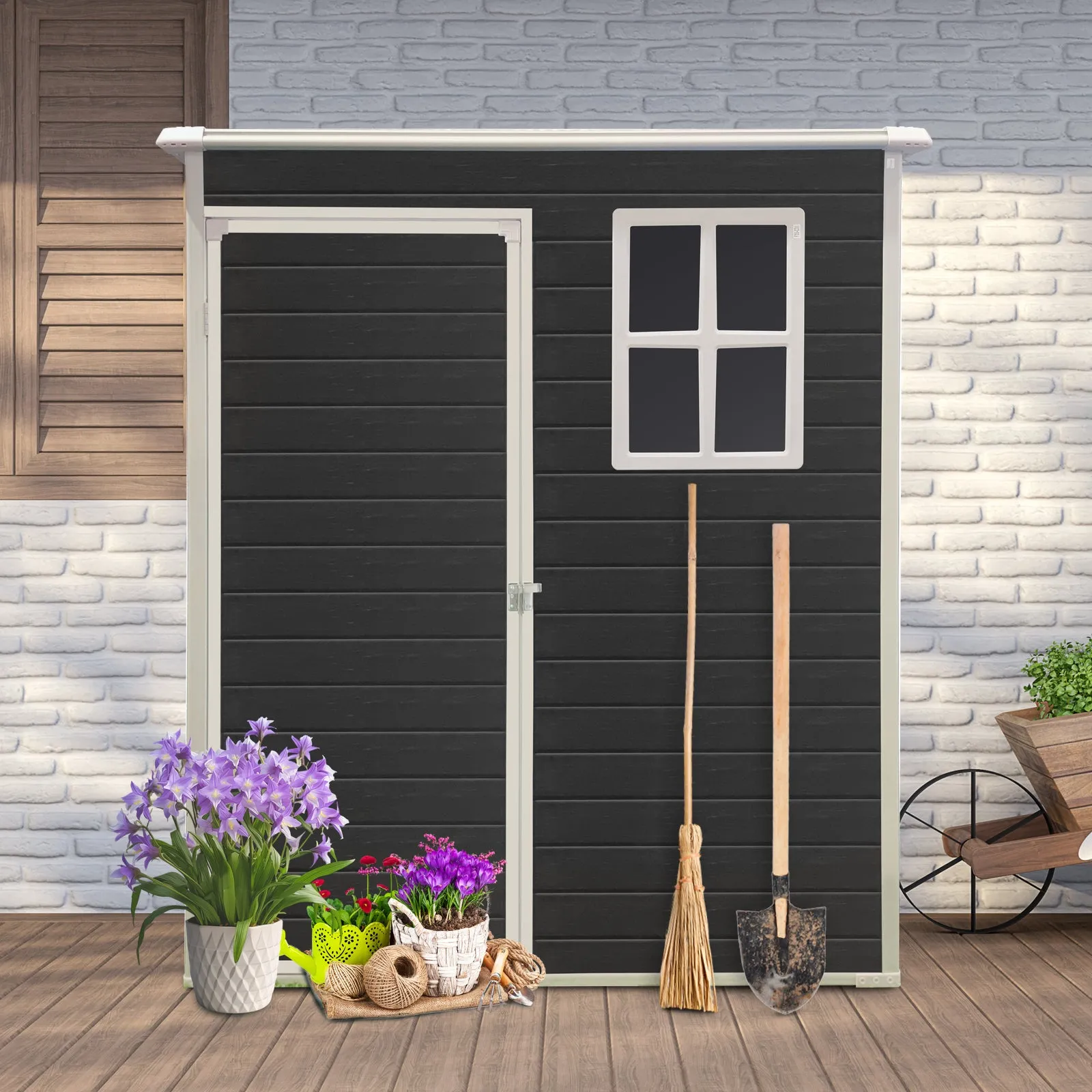 5x3ft Resin Outdoor Storage Shed Kit-Perfect to Store Patio Furniture,Black