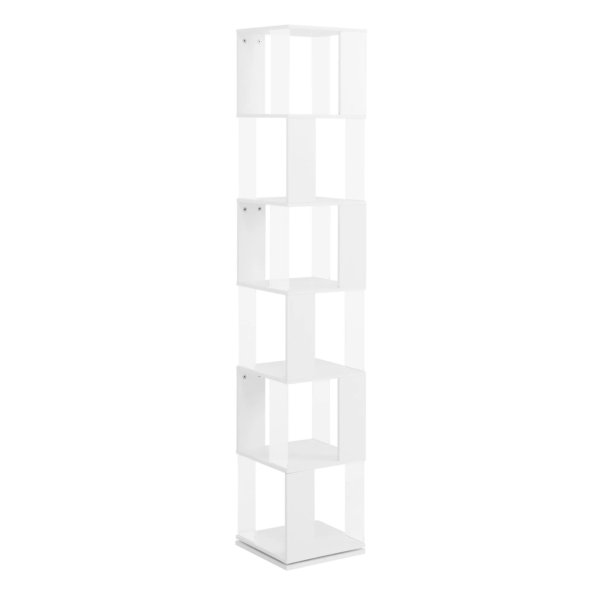 6 tier Rotating Bookshelf, Floor Rack Simple Bookcase  with Acrylic plate Student Multi-Function Creative Bookshelf for Living Room