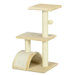 72cm Cat Tree with Scratching Post, Pad for Indoor Cats - Cream White