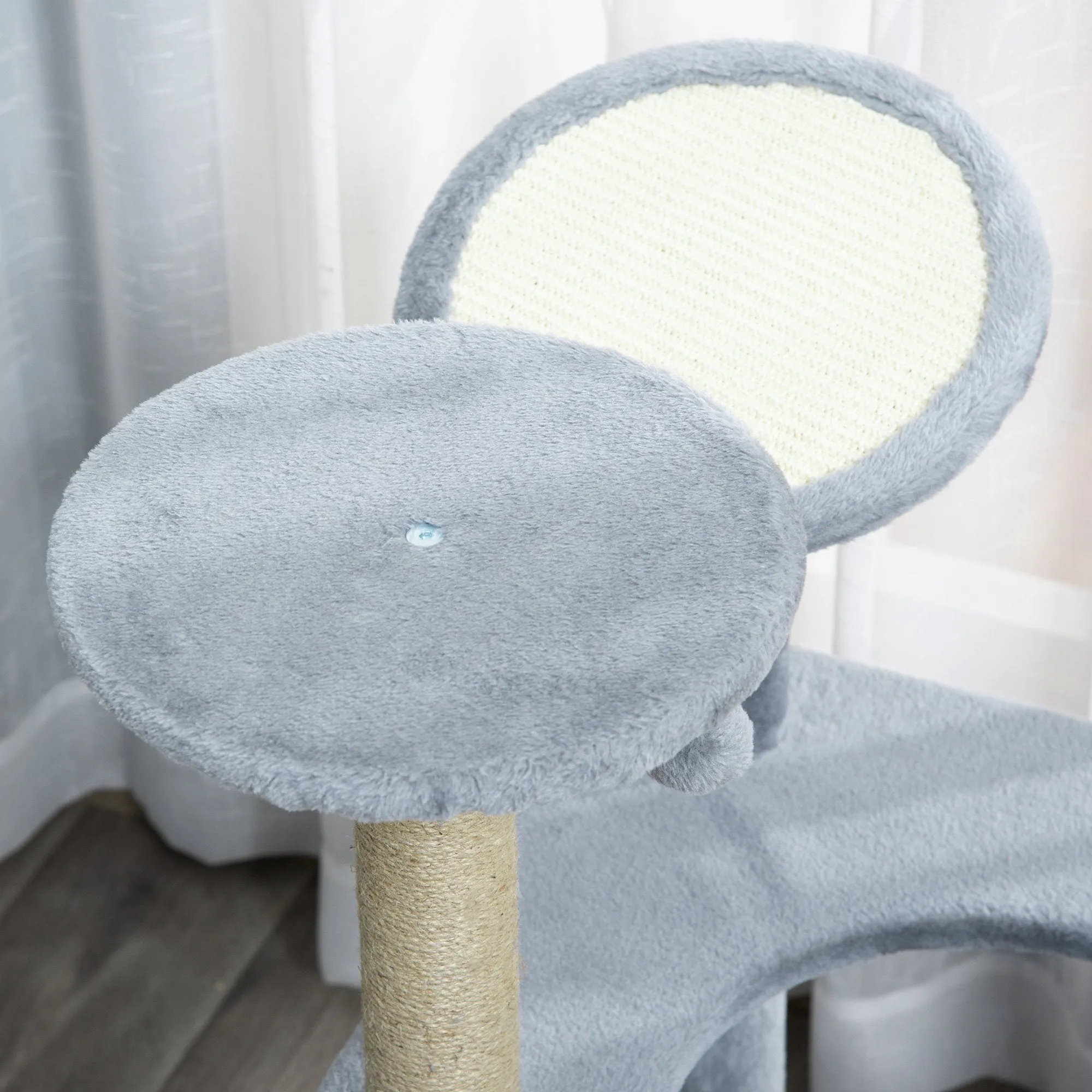 87 cm Cat Tree for Indoor Cats, Kitten Tree Tower with Scratching Posts Pad, Cat Condo, Plush Perches, Hanging Ball - Grey