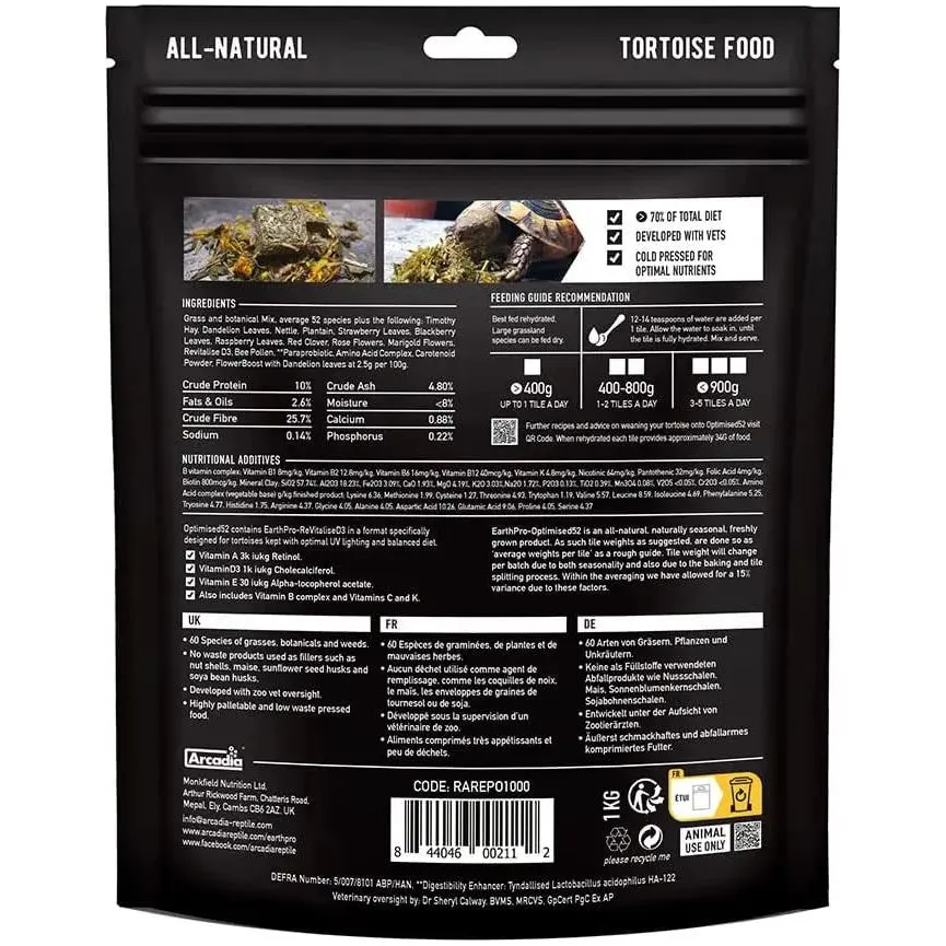 Arcadia EarthPro Optimised52 Tortoise Food 8.82 Oz