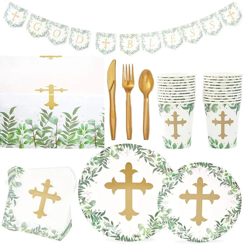 Baptism Party Supplies Set (24 Guests,170 Pieces Total)