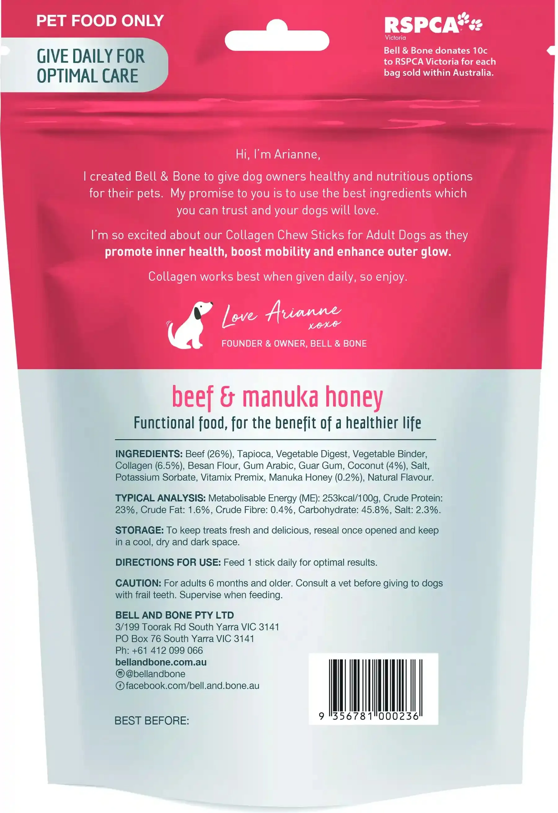 Bell & Bone Collagen Sticks - Beef & Manuka