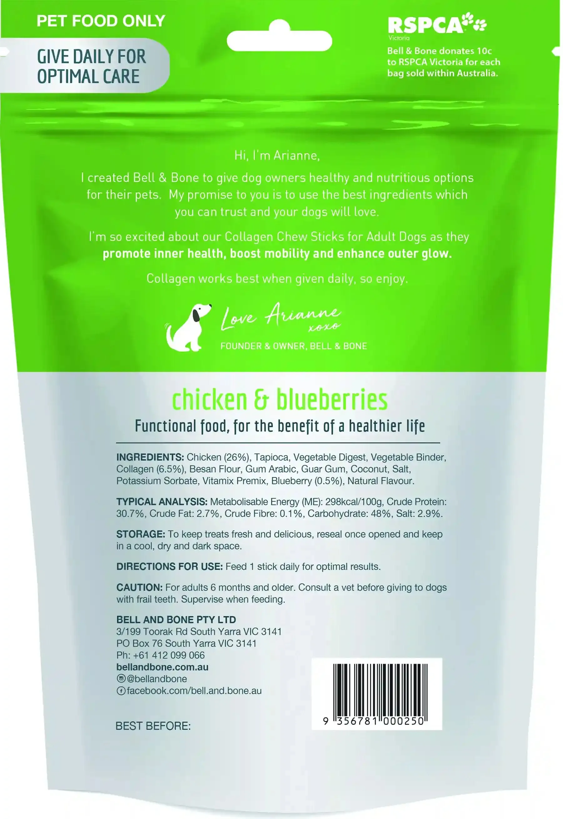 Bell & Bone Collagen Sticks - Chicken & Blueberries