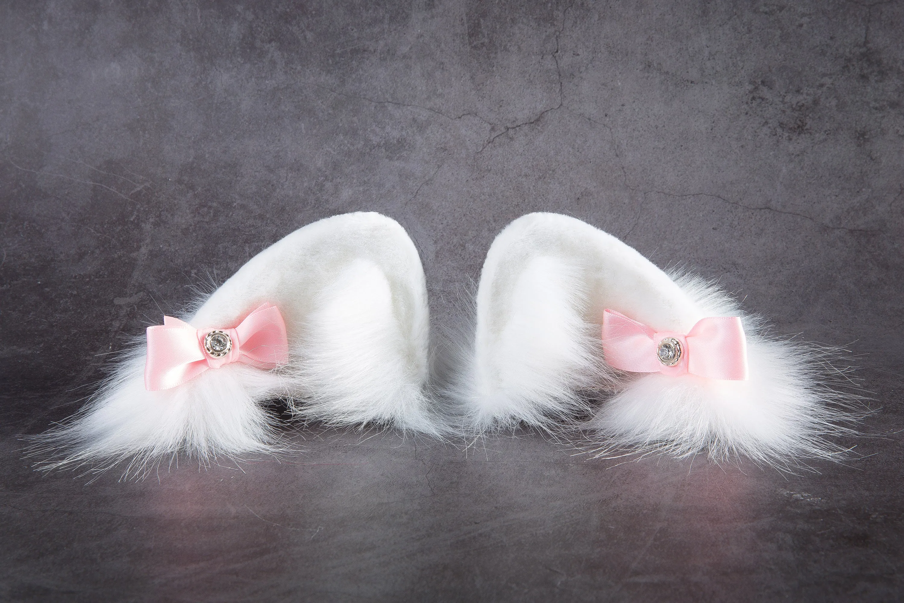 bow white fox ear - wolf ear - bdsm - kitten ear - cat ear headband - anime cosplay ear - neko ear - ddlg - petplay ear - neko cosplay