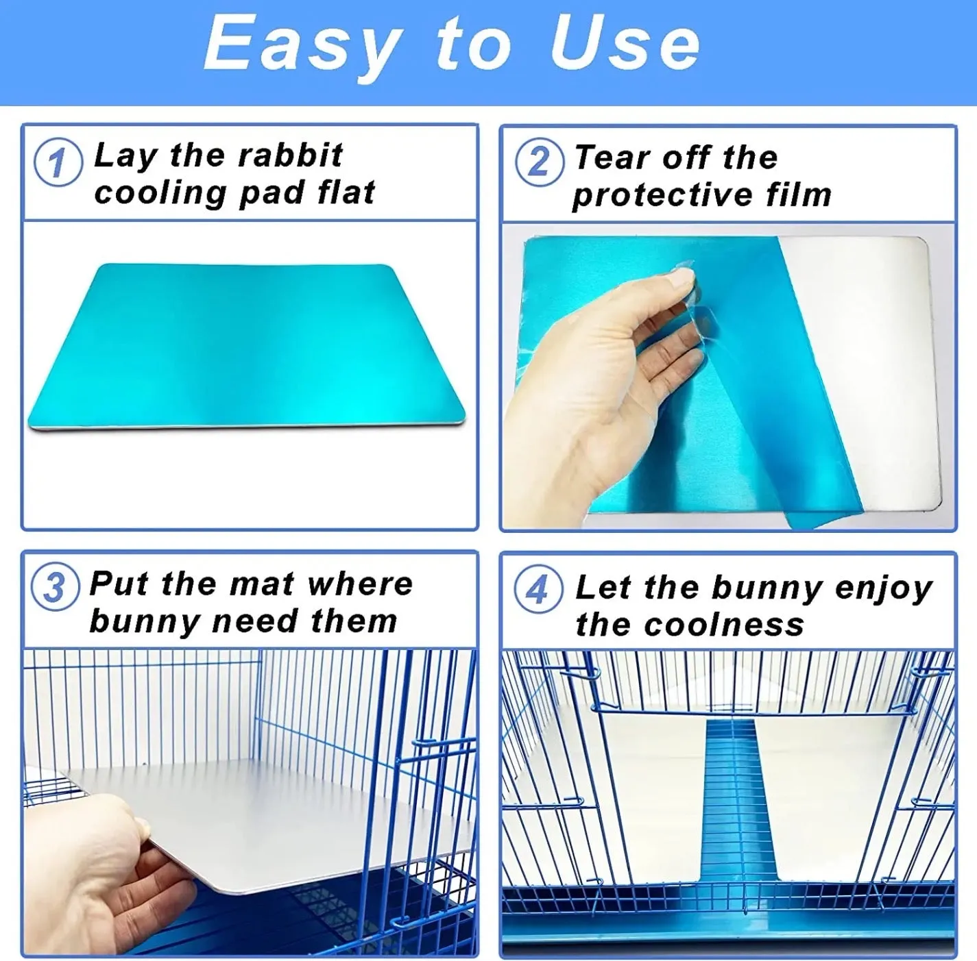 Bunny Rabbit Small Pet Cooling Pad Plate Mat Tile Sheet Summer Aluminium Body Heat-lowering Cool Pad