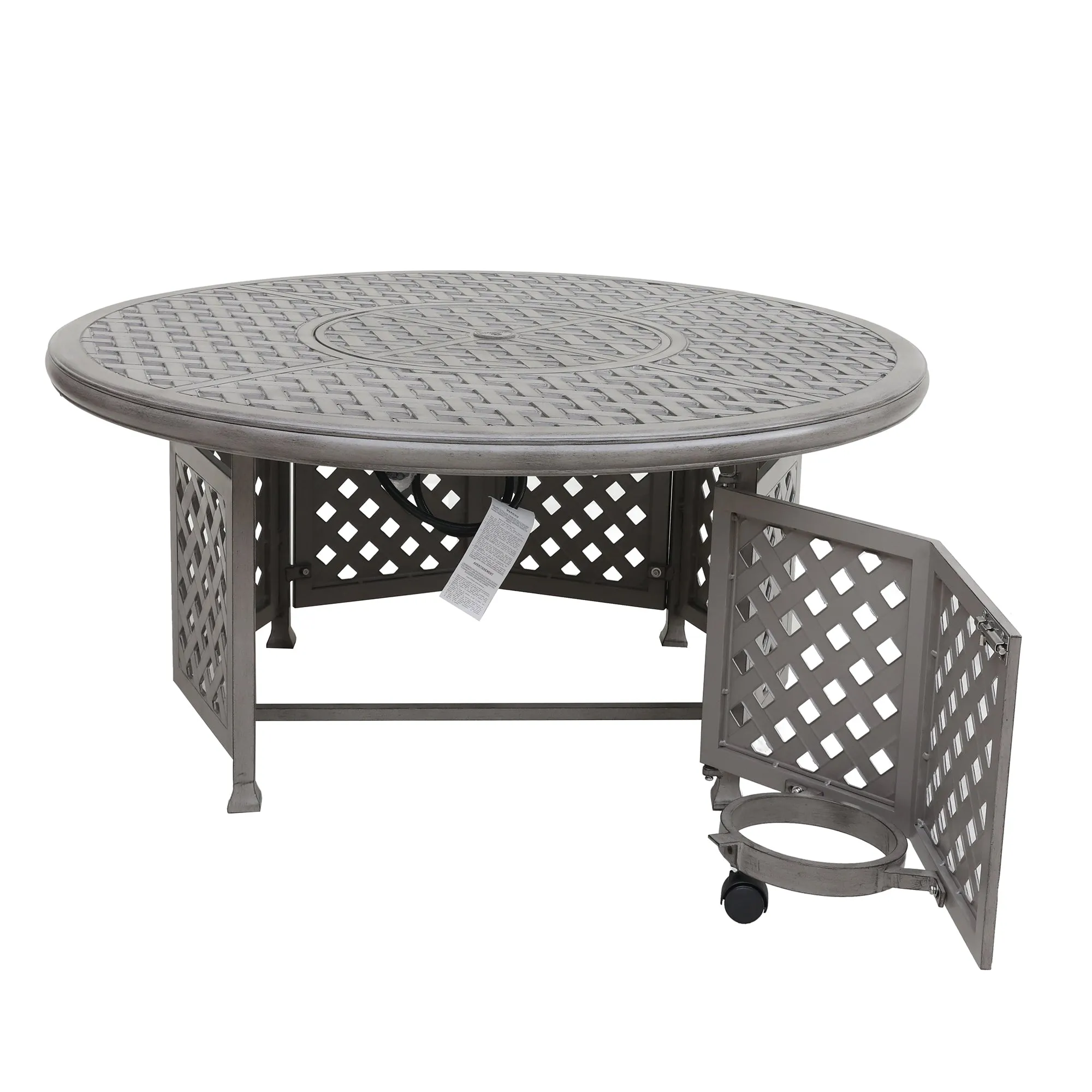 Cast Aluminum Propane Gas Firepit Table, Chat Height