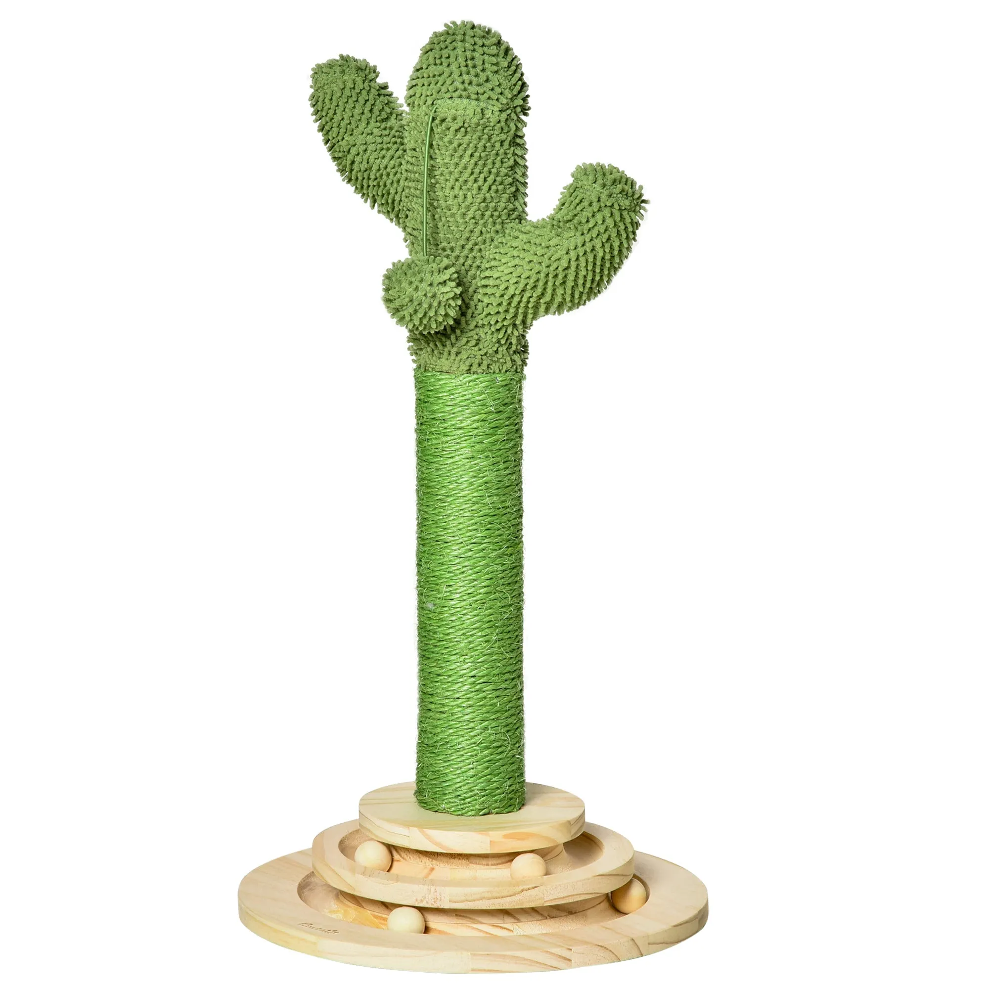 Cat Tree Cactus Sisal Scratching Post for Indoor Cats Play Tower Kitten Furniture with Hanging Ball Interactive Fun Roller Exerciser 32 x 32 x 60cm