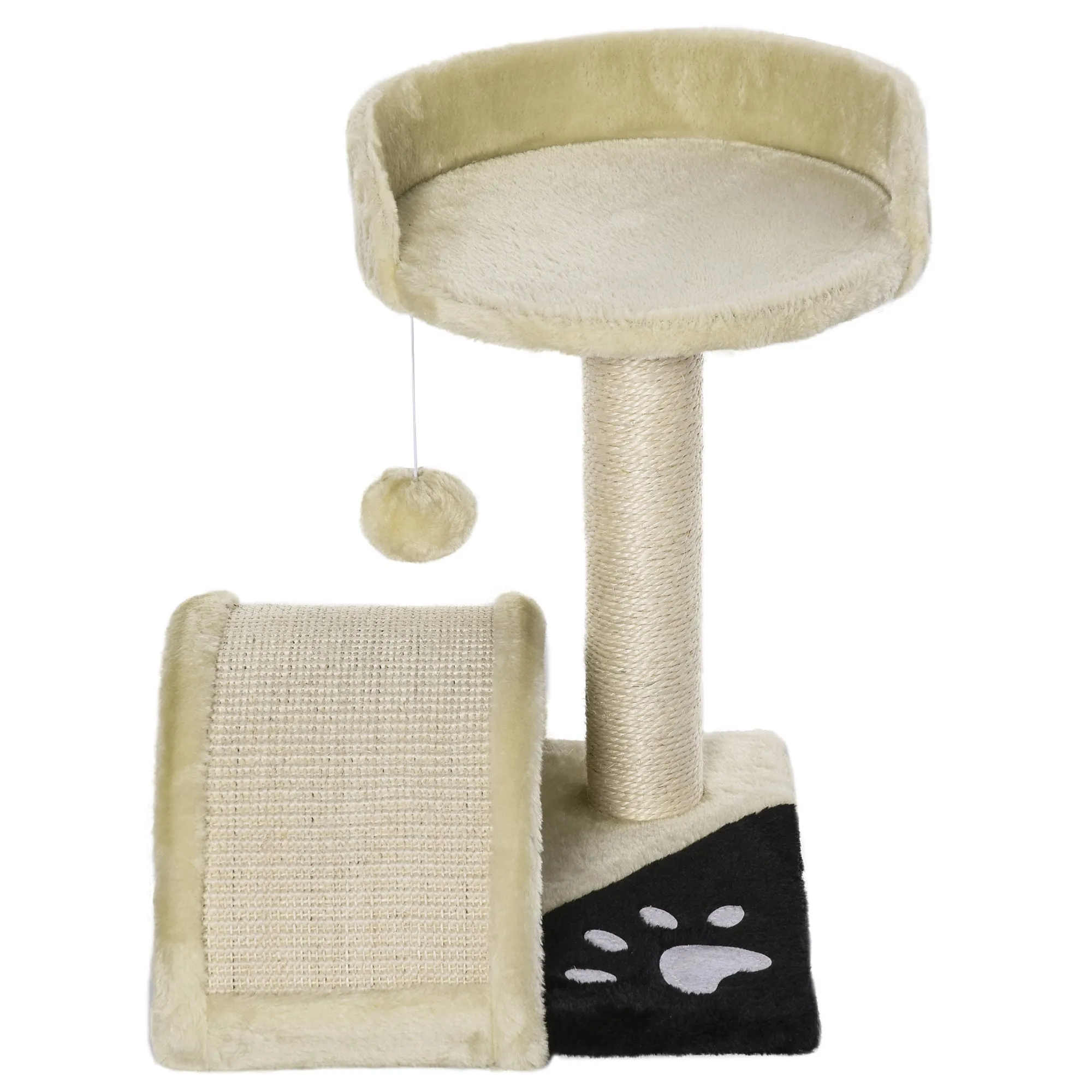 Cat Tree Scratching Scratcher Post Kitten Activity Centre Climber Hanging Ball Beige