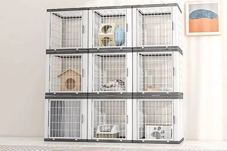 Cat/small pet plastic modular crate, Single Space - create multi-purpose multilevel sleeping spaces housing feeding grooming etc