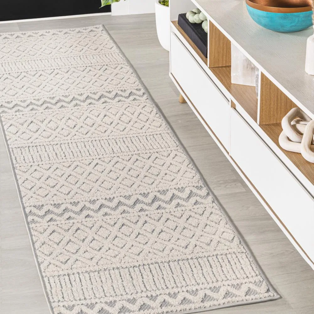 chevron High-Low Modern Trellis Geometric Indoor/Outdoor Area Rug