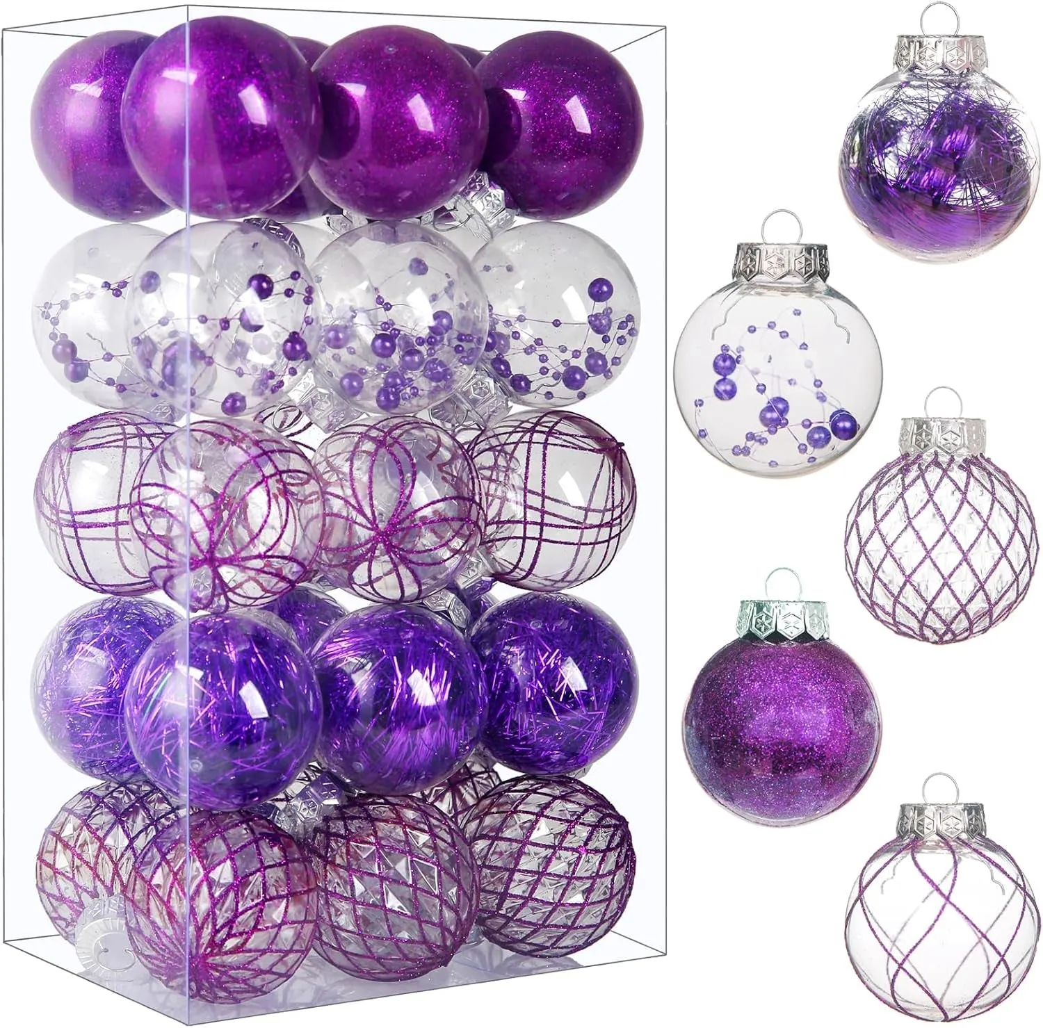 Clear Christmas Ball Ornaments, 30Ct 2.36" Plastic Shatterproof Christmas Decorations Ornament