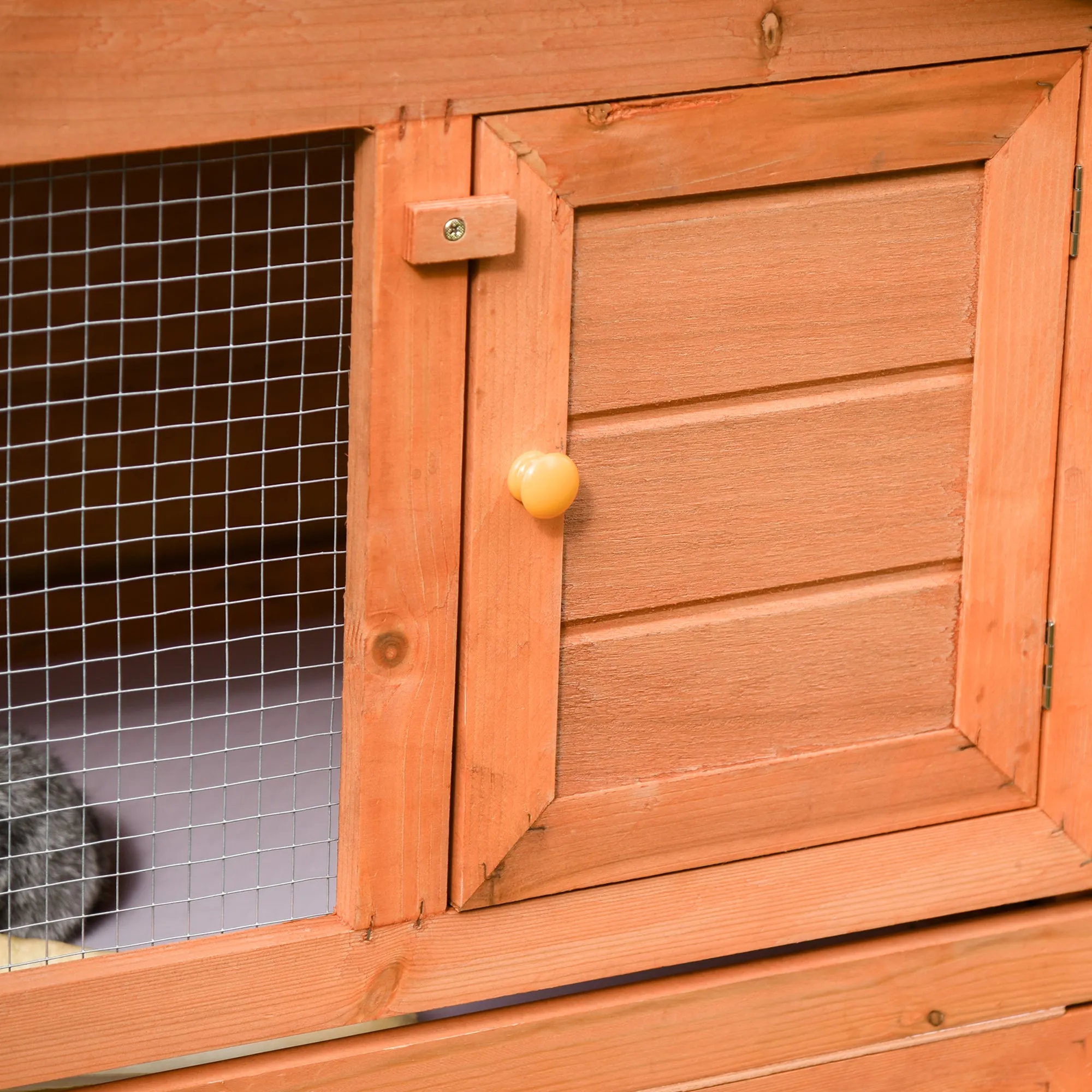 Deluxe Fir Wood Rabbit Hutch 2-Tier Metal Guinea Pig Small Animal House