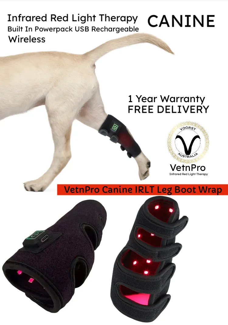 Dog Infrared Red Light Therapy Leg Boot Brace Wrap BUILT IN BATTERY Medical Grade LEDs