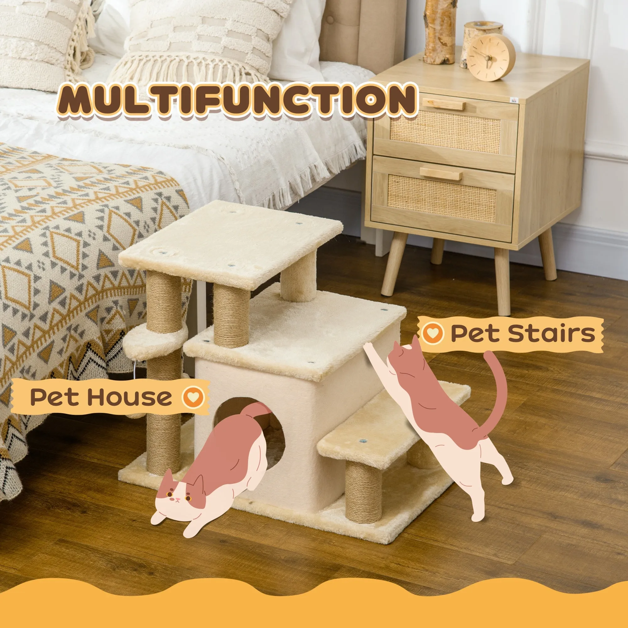 Dog Steps for Bed 4 Step Pet Stairs Cat House with Detachable Cover