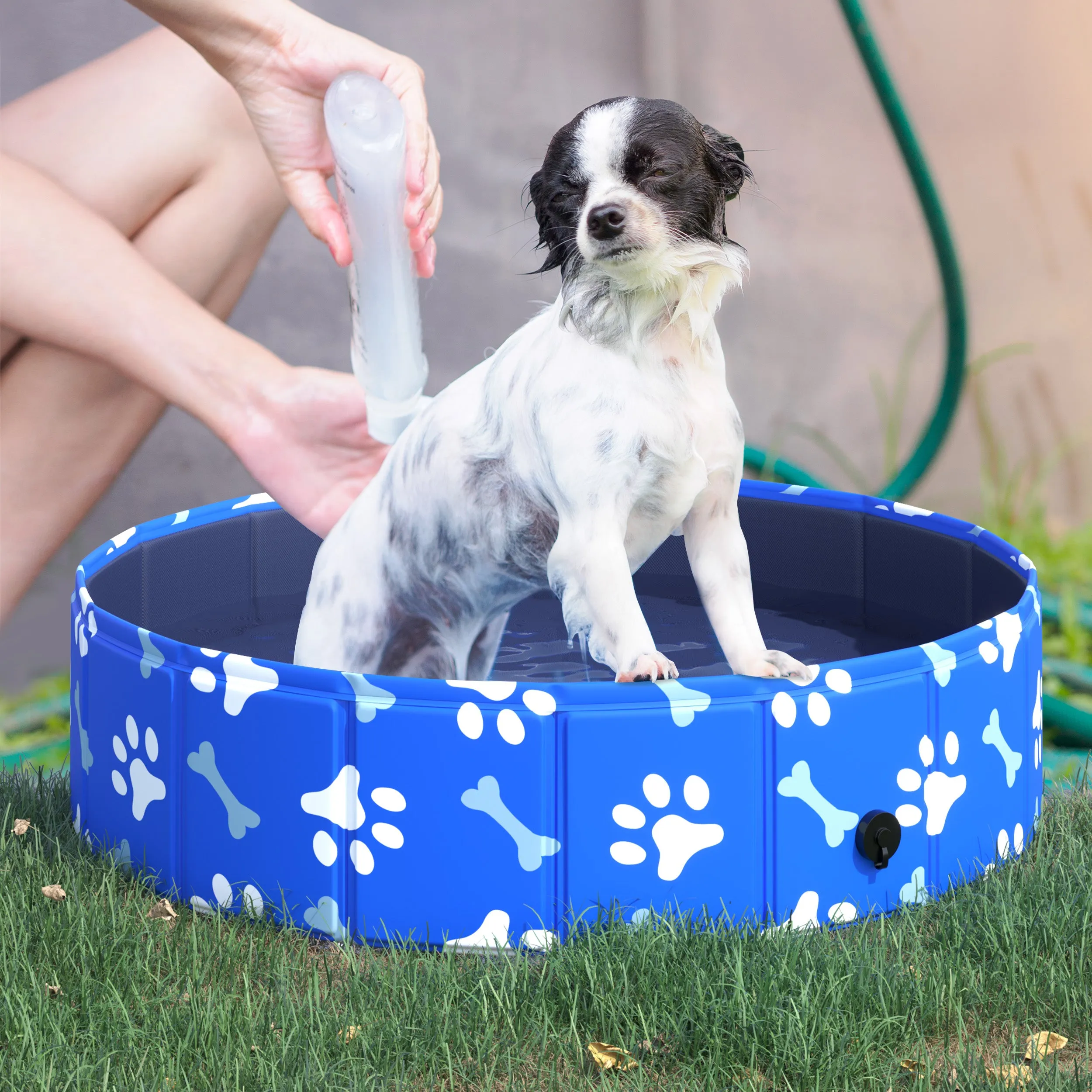 Dog Swimming Pool Foldable Pet Bathing Shower Tub Padding Pool Dog Cat Puppy Washer Indoor/Outdoor Φ80 × 20H cm XS Sized