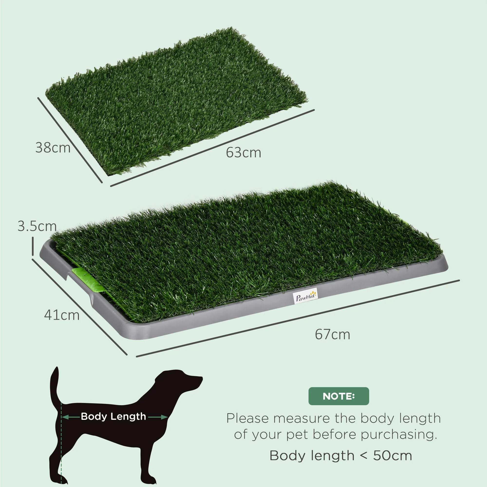 Dog Toilet with 2 Packs Artificial Grass Pads, 67 x 41cm, Green