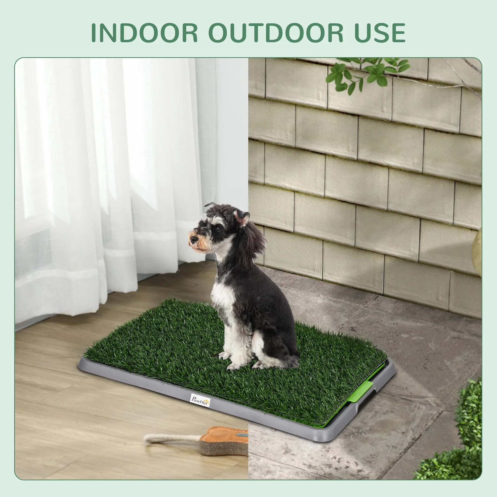 Dog Toilet with 2 Packs Artificial Grass Pads, 67 x 41cm, Green