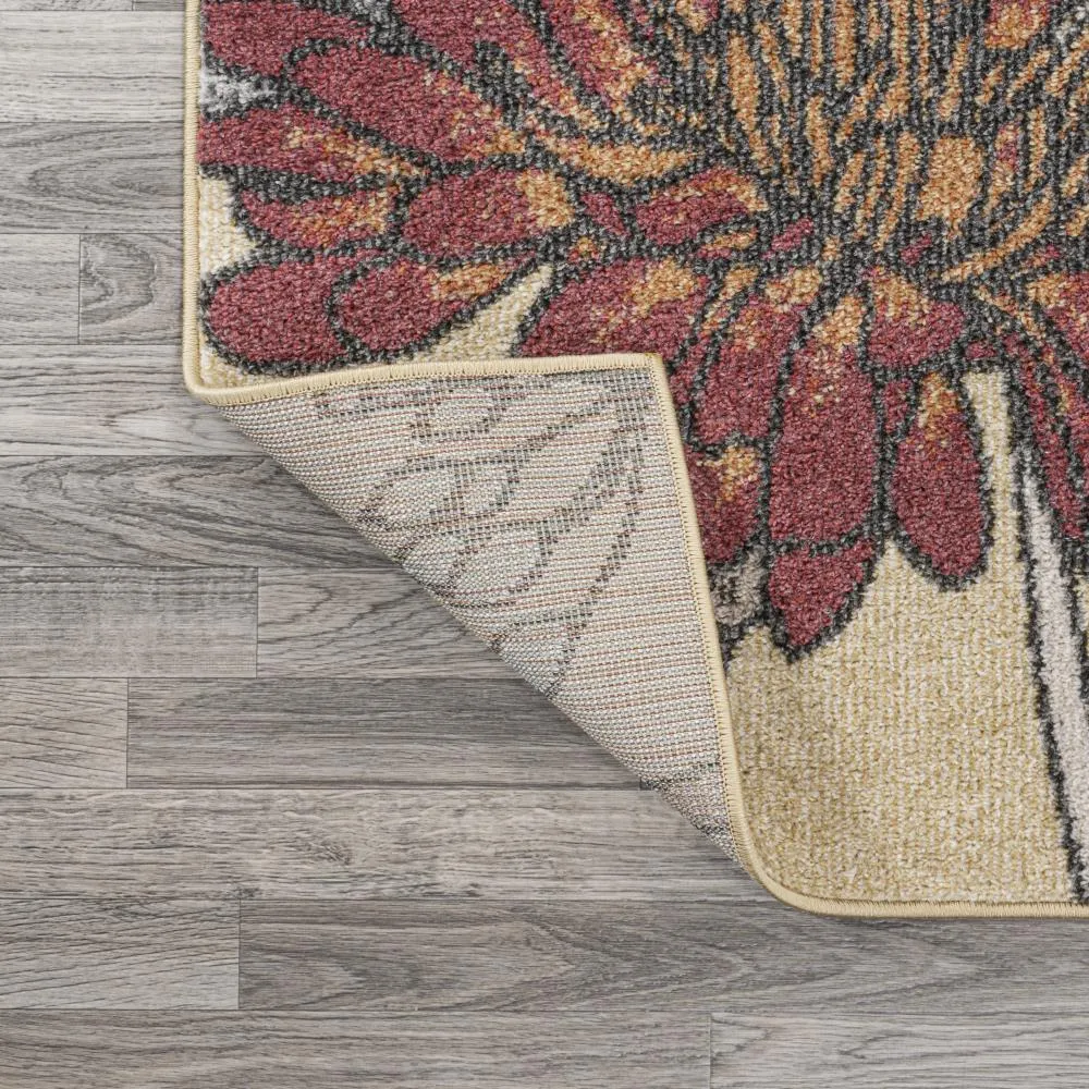 Doz Modern Botanical Wildflower  Area Rug