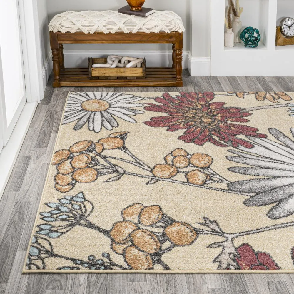 Doz Modern Botanical Wildflower  Area Rug