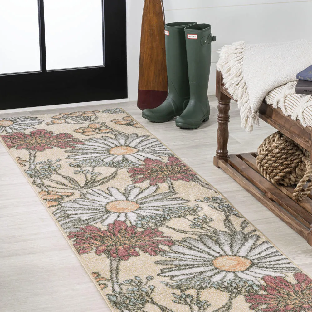 Doz Modern Botanical Wildflower  Area Rug