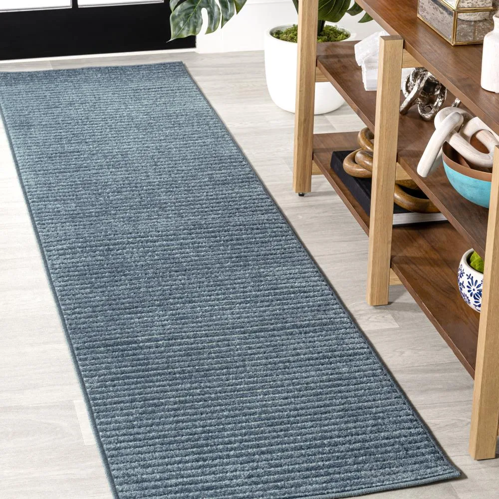 Fedir Minimalist Scandi Striped Navy/ivory 2 ft. x 8 ft. Runner Rug