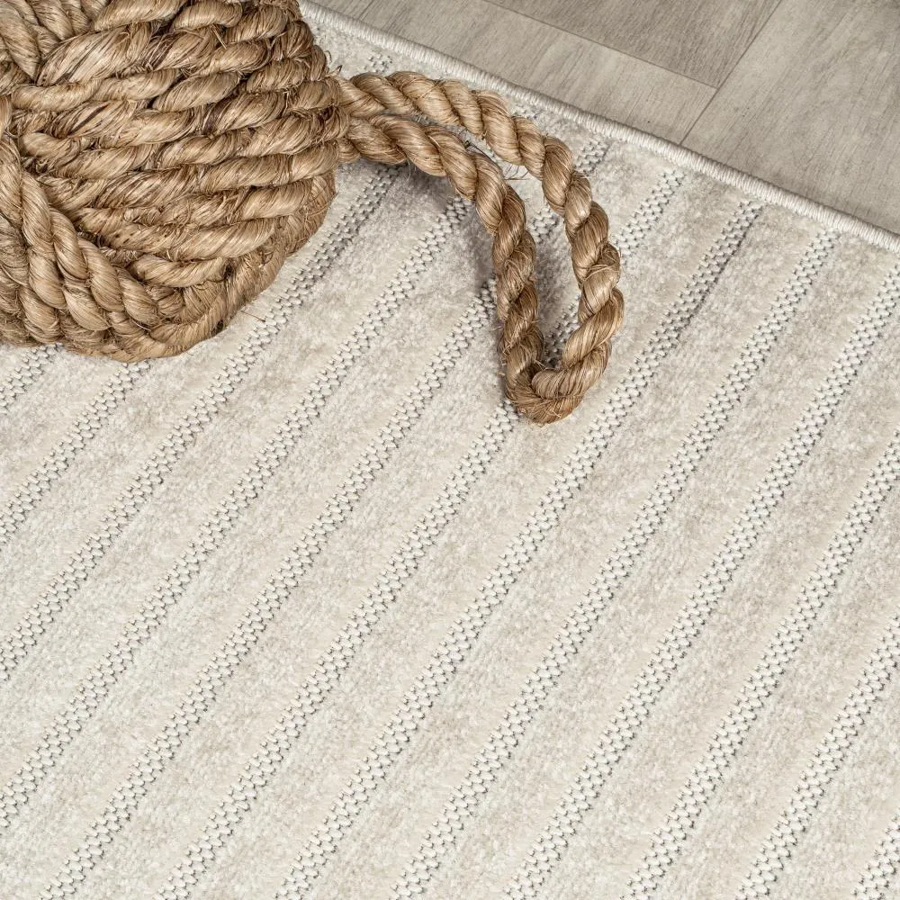 Fedir Minimalist Scandi Striped Navy/ivory 2 ft. x 8 ft. Runner Rug