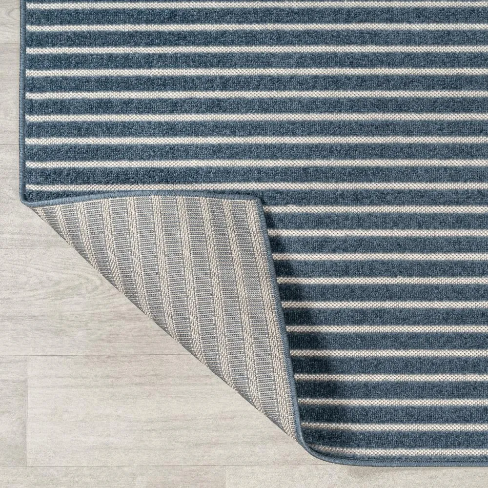 Fedir Minimalist Scandi Striped Navy/ivory 2 ft. x 8 ft. Runner Rug