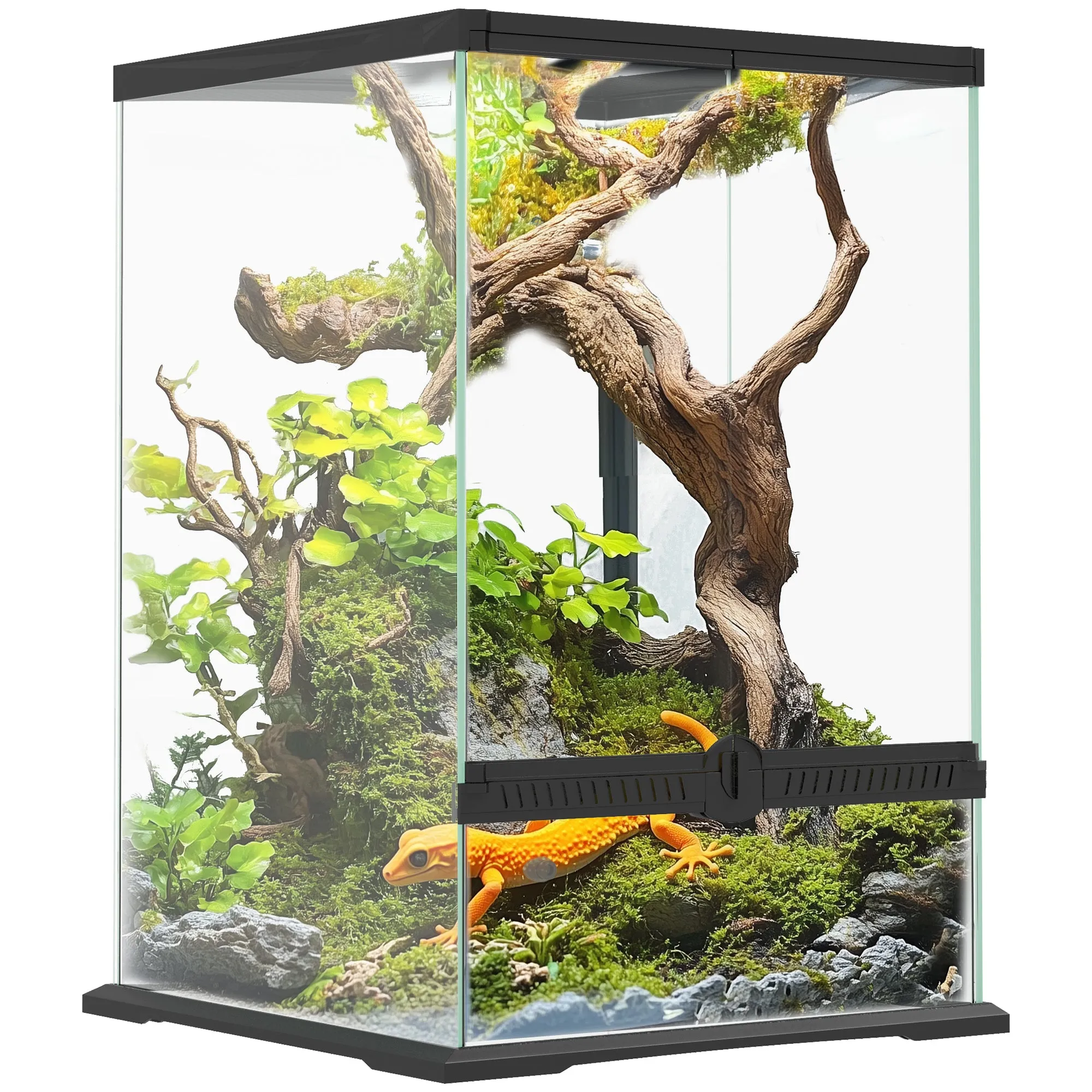 Glass Reptile Terrarium, 40L Vivarium for Lizards, Frogs, Snakes, Turtles