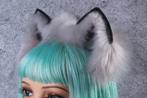 gray black fox ear headband wolf ear kitten ear faux cat ear neko ear petplay animal ear kiten play ear anime cosplay ear kittenplay ddlg