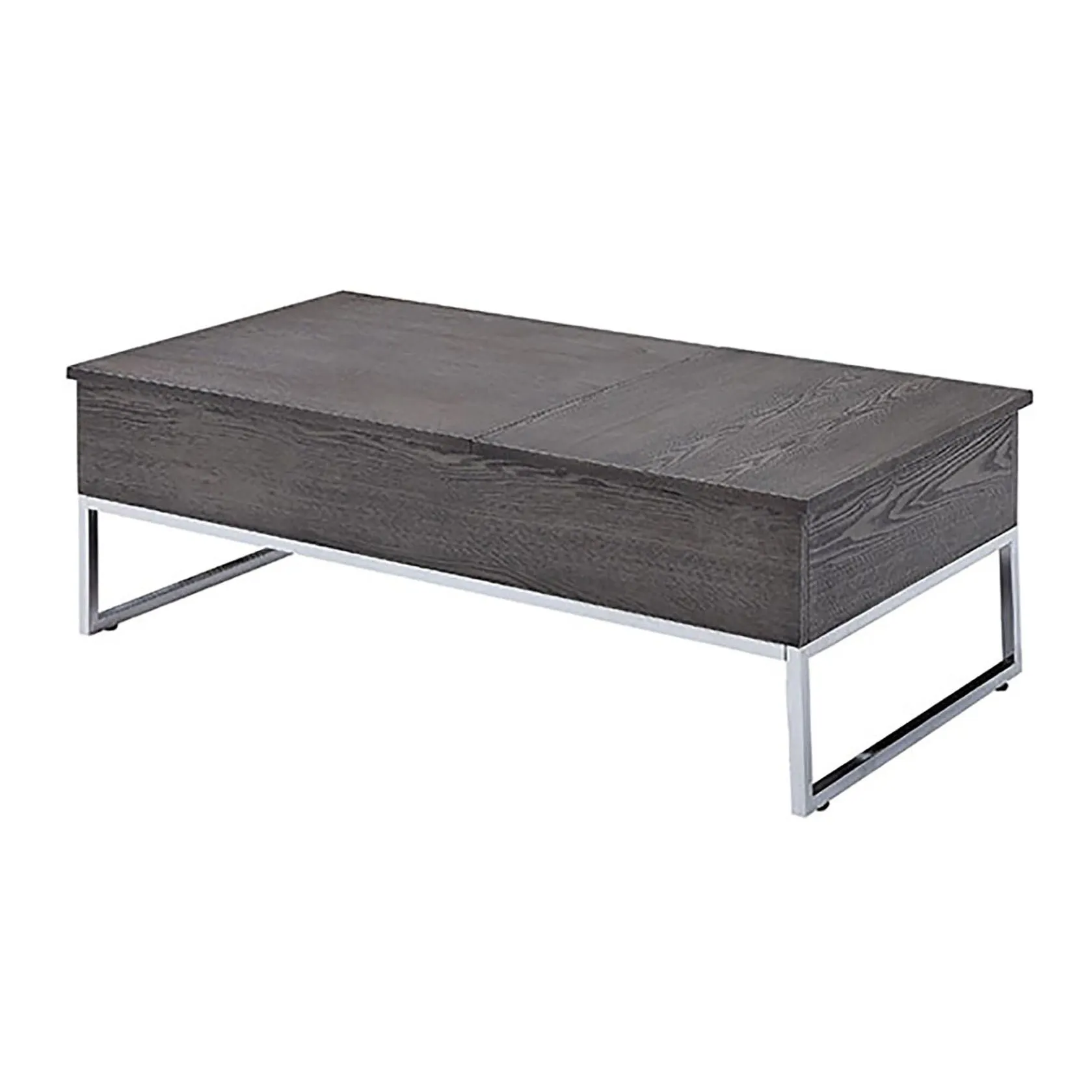 Grey Oak and Chrome Coffee Table with Lift Top