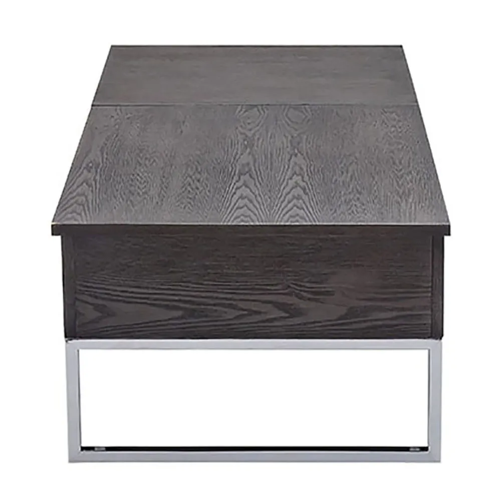 Grey Oak and Chrome Coffee Table with Lift Top