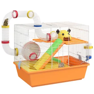 Hamster Cage, 3 Tiers Gerbil Cage for Dwarf Hamsters with Tubes, Ladder