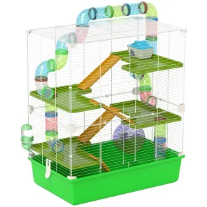 Hamster Cage w/ Water Bottle, Exercise Wheel, Tubes, Ramps - Green