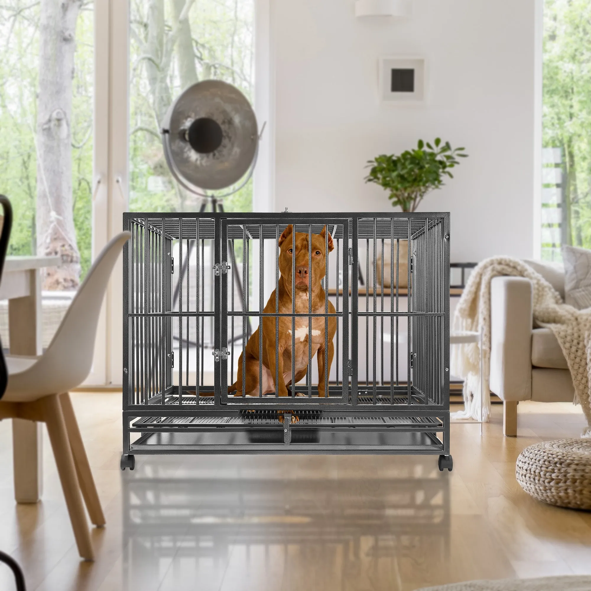 Heavy Duty Steel Dog Crate - Two-Door with Tray by SmithBuilt