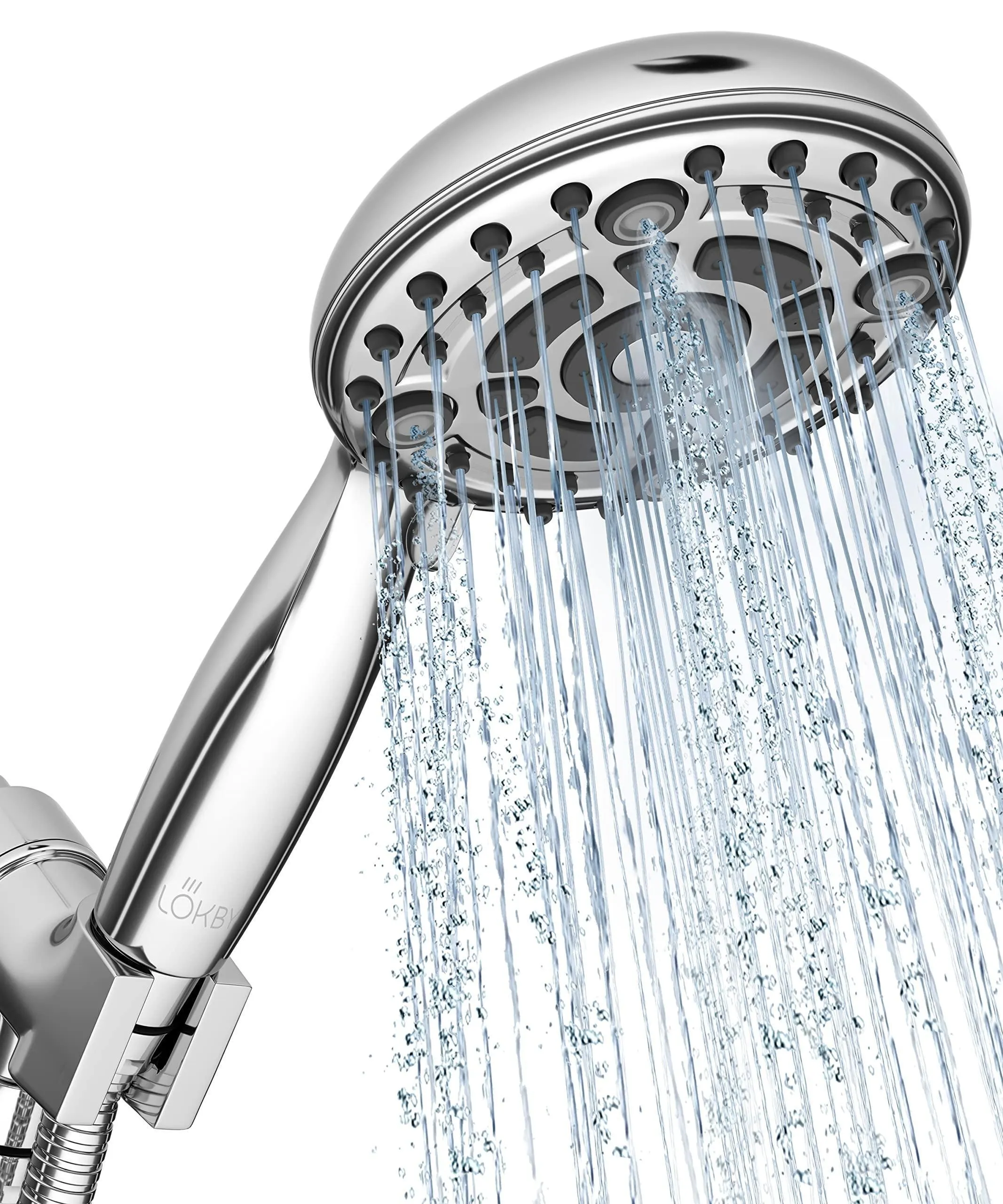 High Pressure 6 Settings Shower Head with Handheld Detachable Set Chrome Finish