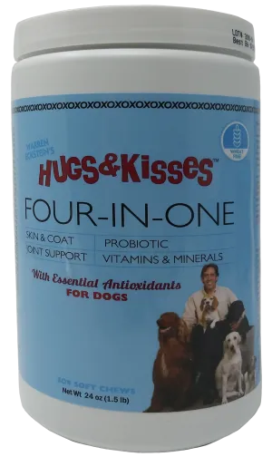 Hugs & Kisses Four-In-One Vitamin Mineral Supplement Treat for Dogs Medium Jar