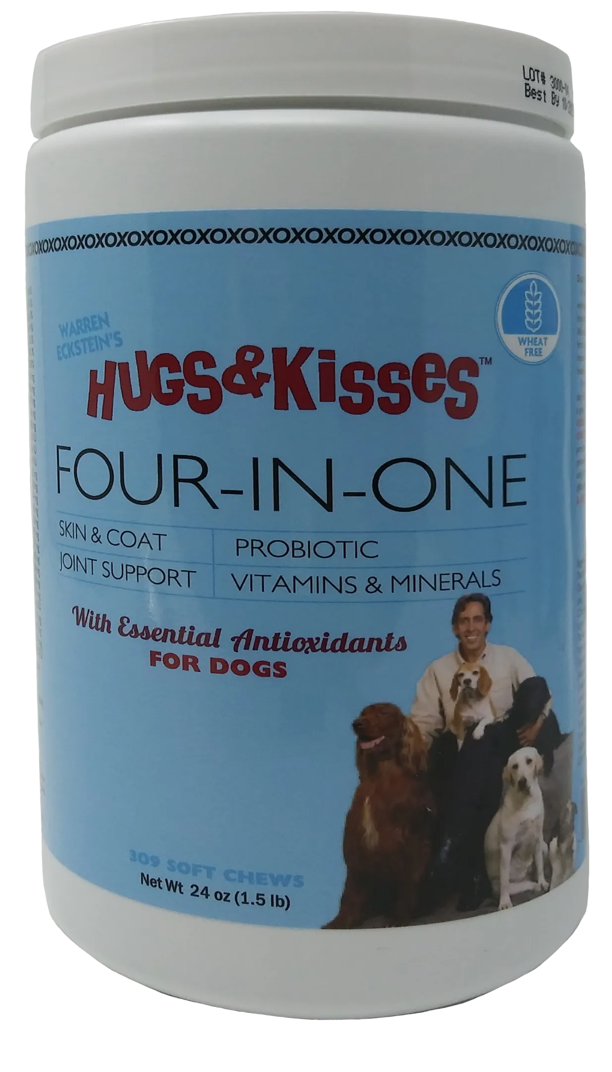 Hugs & Kisses Four-In-One Vitamin Mineral Supplement Treat for Dogs Medium Jar